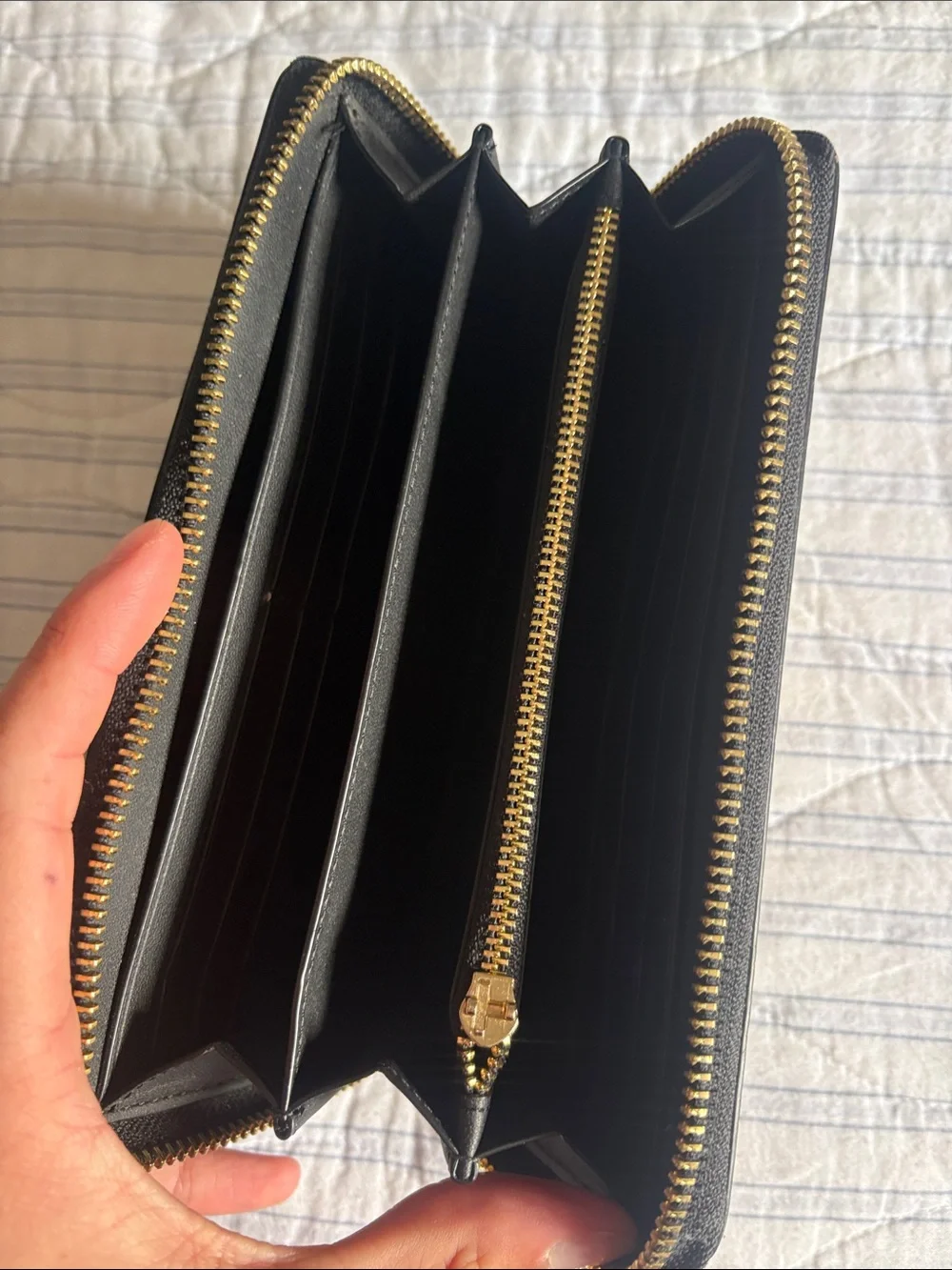 Coach Brown Signature Canvas Zip Wallet with Gold Logo